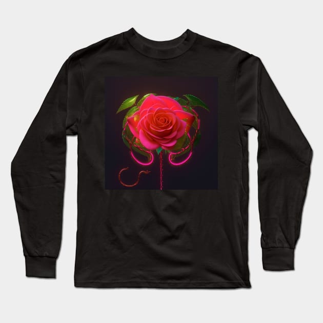 Glowing Rose 4 Long Sleeve T-Shirt by DarkAngel1200